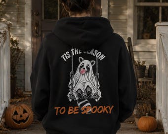 Tis the Season to Be Spooky Hoodie | Halloween Raccoon Skull Bat