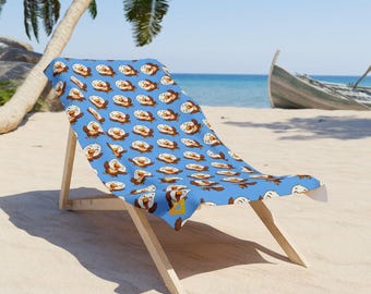 Beach Towel, Fun Cartoon Eagle Design, Soft Summer Bath Towel, Ocean Lover Accessory, Pool Beach Essential, Gift for Nature Fans