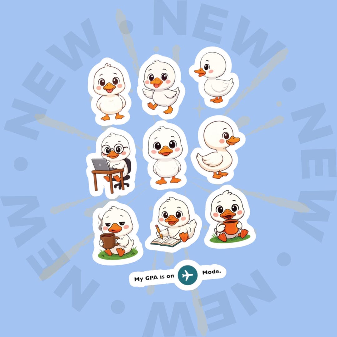 Kiss-cut Sticker Sheet GPA Mode Duck | Funny College Stickers for ...
