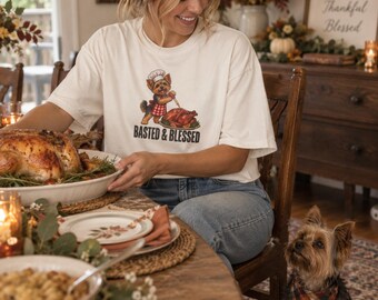 Basted & Blessed turkey chef illustration Tee | Women's Boxy Tee