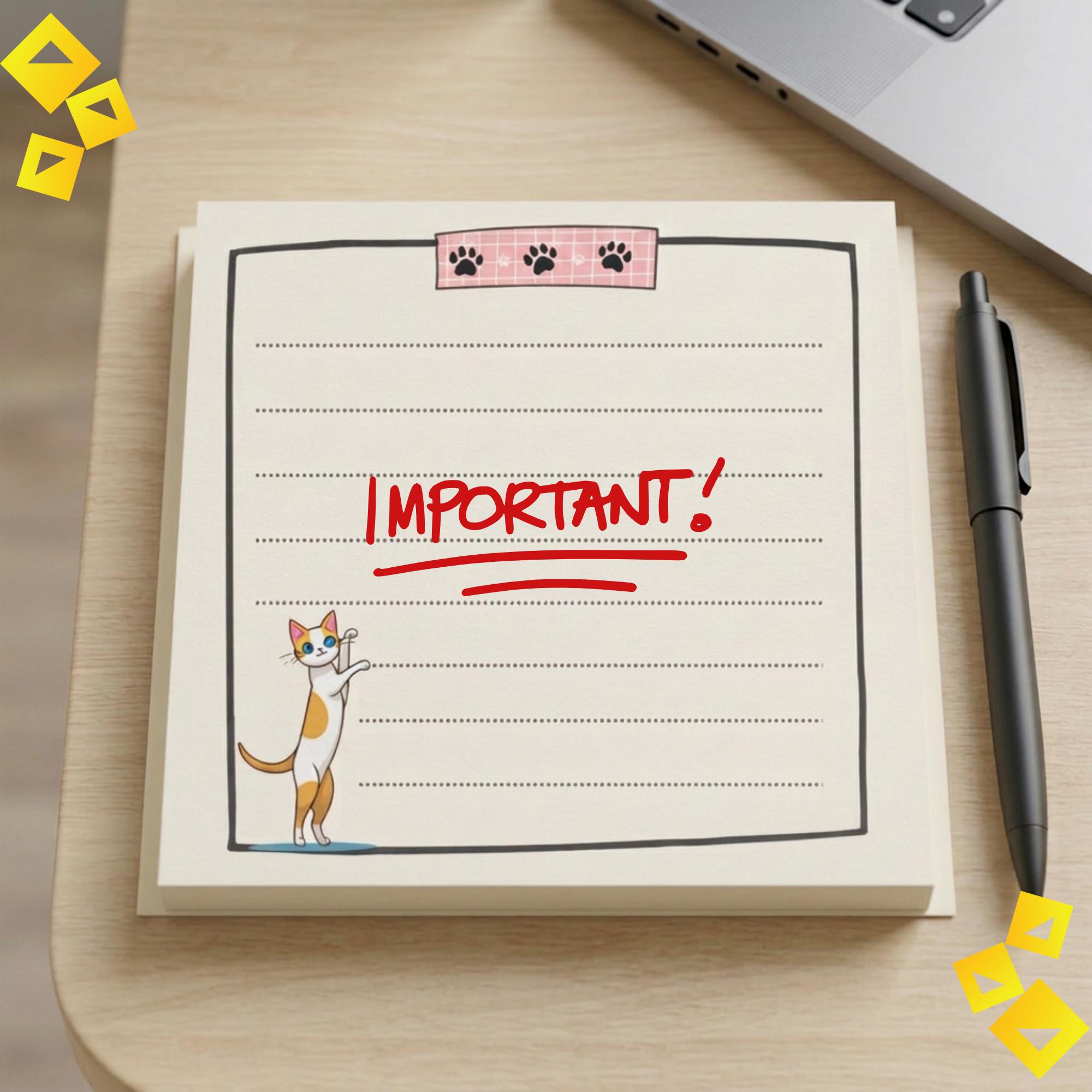 Post-it® Sticky Note Pads, Colorful Cat Design Stationery, Cute Cat ...