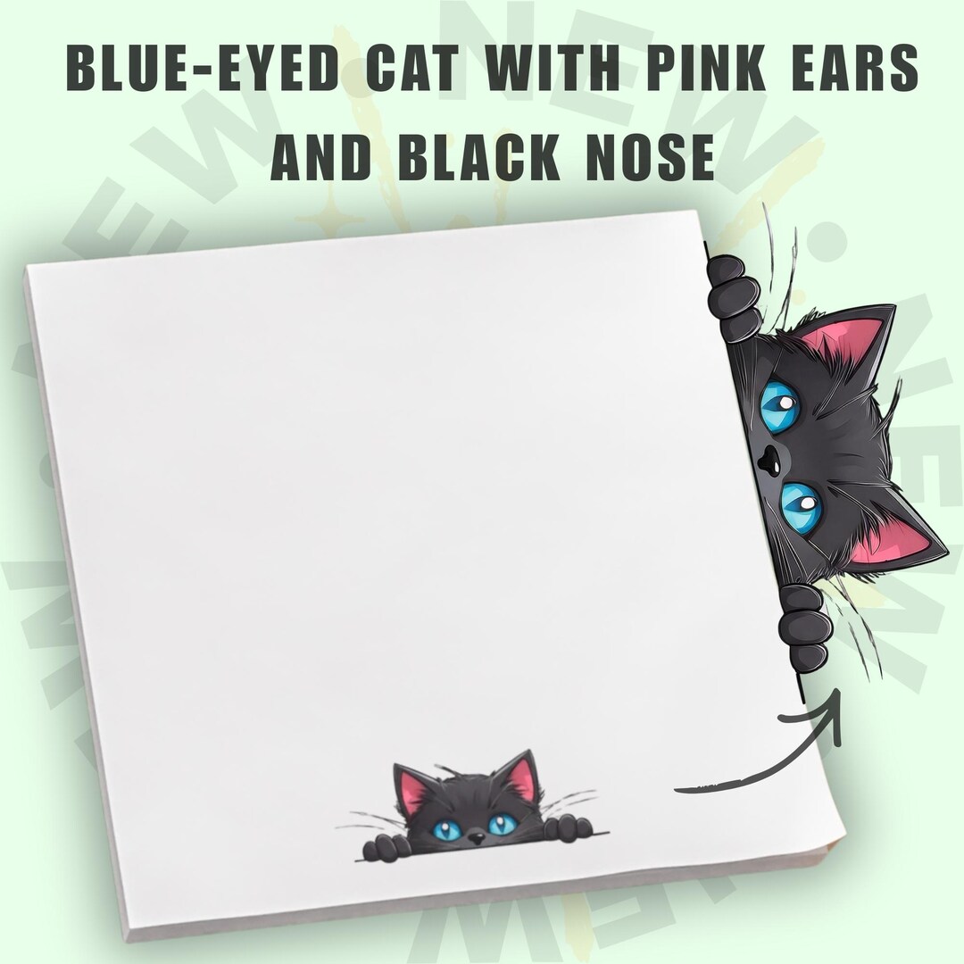 Post-it® Note Pads, Blue Eyed Cat With Pink Ears and Black Nose Cute ...