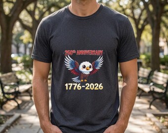 Unisex Jersey T-Shirt, 250th Anniversary Eagle Tee, America History Shirt, Patriotic Top, Fourth of July Summer Gift, USA Pride Graphic Tee