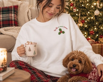 Cozy Puppy in Blanket Sweatshirt | holiday holly, 'cue it's cold outside'