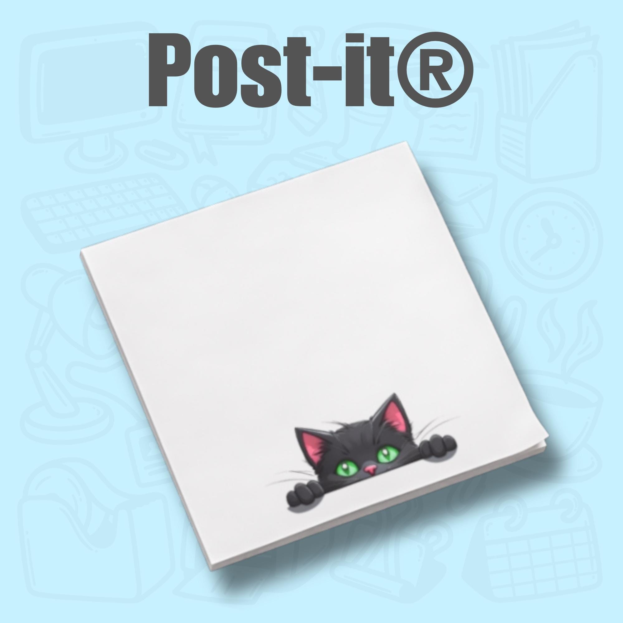 Post It Note Pads, Minimalist Green Eyed Cat Design, Cute Cat Sticky ...