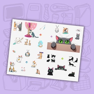 Cat Lover Vinyl Sticker Sheet | Cute Cat Stickers | Pet Themed Decals | Laptop Decor | Gift for Cat Moms | Waterproof Stickers Set