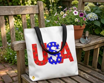 Tote Bag | USA Patriotic Design | Fourth of July Eco-Friendly Carryall