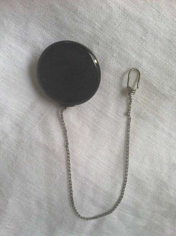 Vintage Black Bakelite Watch Pin - image 1