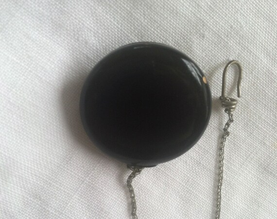 Vintage Black Bakelite Watch Pin - image 2