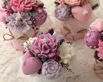 Blumenstrauß aus Kerzen Flowerbox Trockenblumen Bouquet Blumenkerzen Muttertag Geschenk