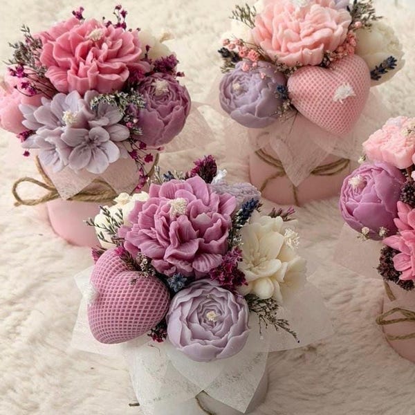 Bouquet of candles, flower box, dried flowers, bouquet of flower candles, Mother's Day gift