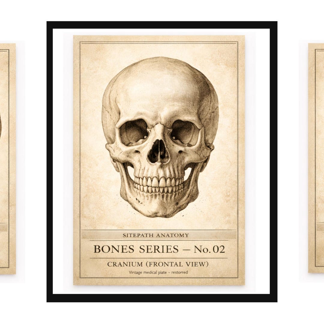 Vintage Skull Anatomy Print | Antique Medical Illustration | Dark ...