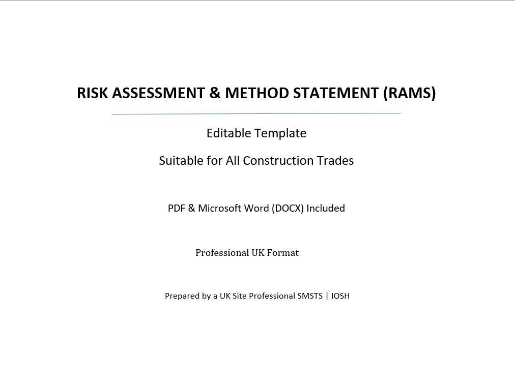 Rams Template.pdf Editable RAMS Template | All Trades Construction RAMS | Risk Assessment ...