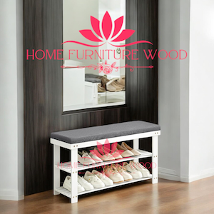 Shoe Bench, 3-tier shoe rack, stable shoe organizer for entryway and living room, Bench Seat Holds Up to 300 pounds, 11.4 x 35.4 x 19.3
