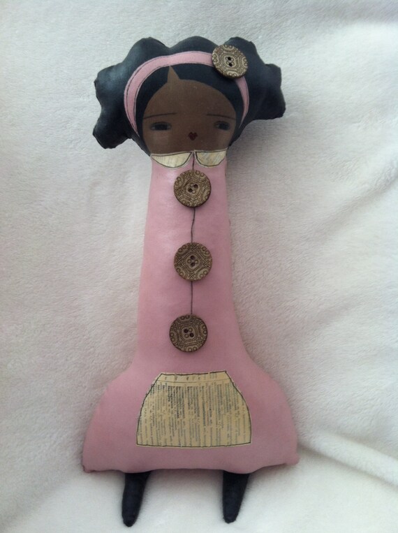 One-of-a-kind French Schoolgirl in Pink Dress Art Doll