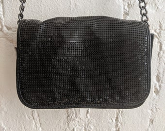 Badgley Mischka Leather 90's Black Shoulder / Cross Body Bag Purse