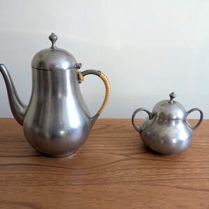 Royal Holland Pewter Coffee and Sugar Service KMD Teil Dutch Pewter from 1950s