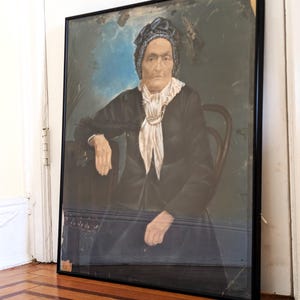 Original Pastel Work of Art Depicting Russian Grandmother Framed Unsigned Wall Art