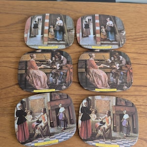 Vintage Dutch Coasters from Worcester Ware Savoy Cocktail Mats featuring Dutch Masters in the London National Gallery