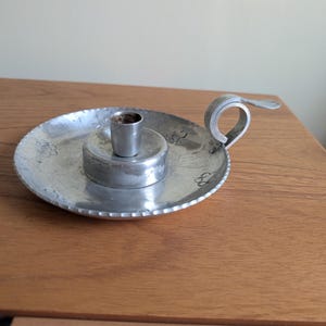Vintage Rustic Aluminum Candlestick Holder with Flower Design by Buehner-Wanner Company Buenilum