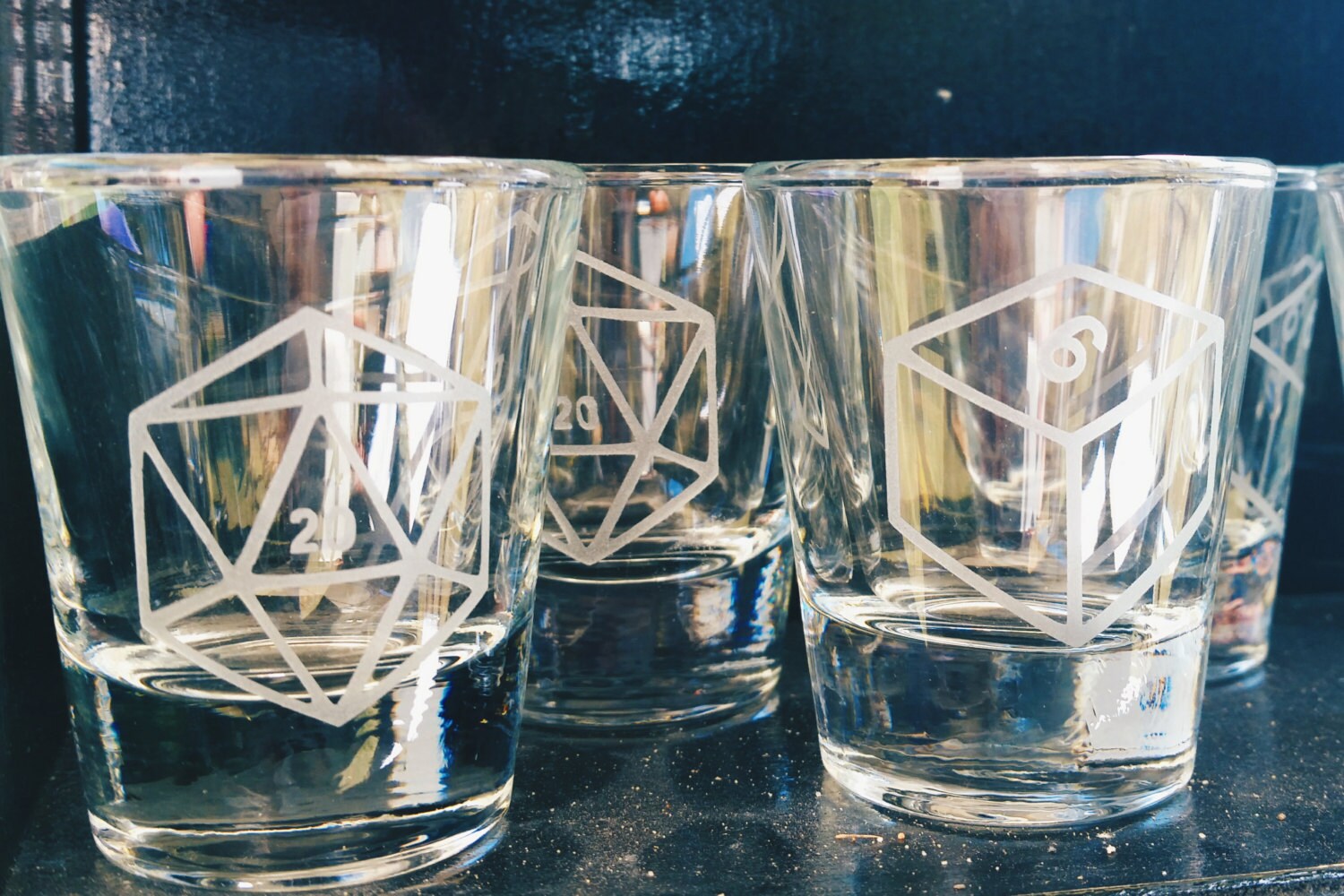 Dnd Dice Set of 6 Etched Shot Glasses Etsy