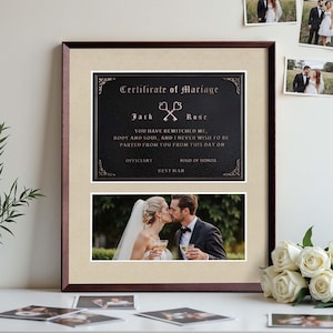 Benutzerdefinierte Kupfer-Urkunde mit Foto - Personalisiertes Hochzeits-, Abschluss- oder Geburtsandenken - Geschenk mit Gravur für Meilensteine im Leben