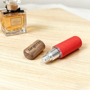 Atomizador de perfume personalizado de cuero y madera