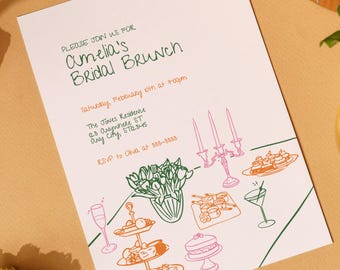 Hand-Drawn Bridal Brunch Invitation: Editable Template (Digital & Printable)