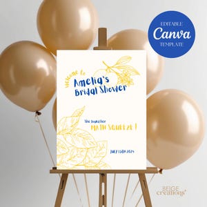 Placa de boas-vindas para chá de panela de limão | Modelo editável do Canva | Digital para impressão | Despedida de solteira | Quadro de boas-vindas | Aperto principal da despedida de solteira