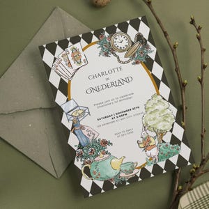 Wonderland Birthday Invitation | Editable Canva Template | Digital & Printable | Onederland Girls Party Invite | All Ages