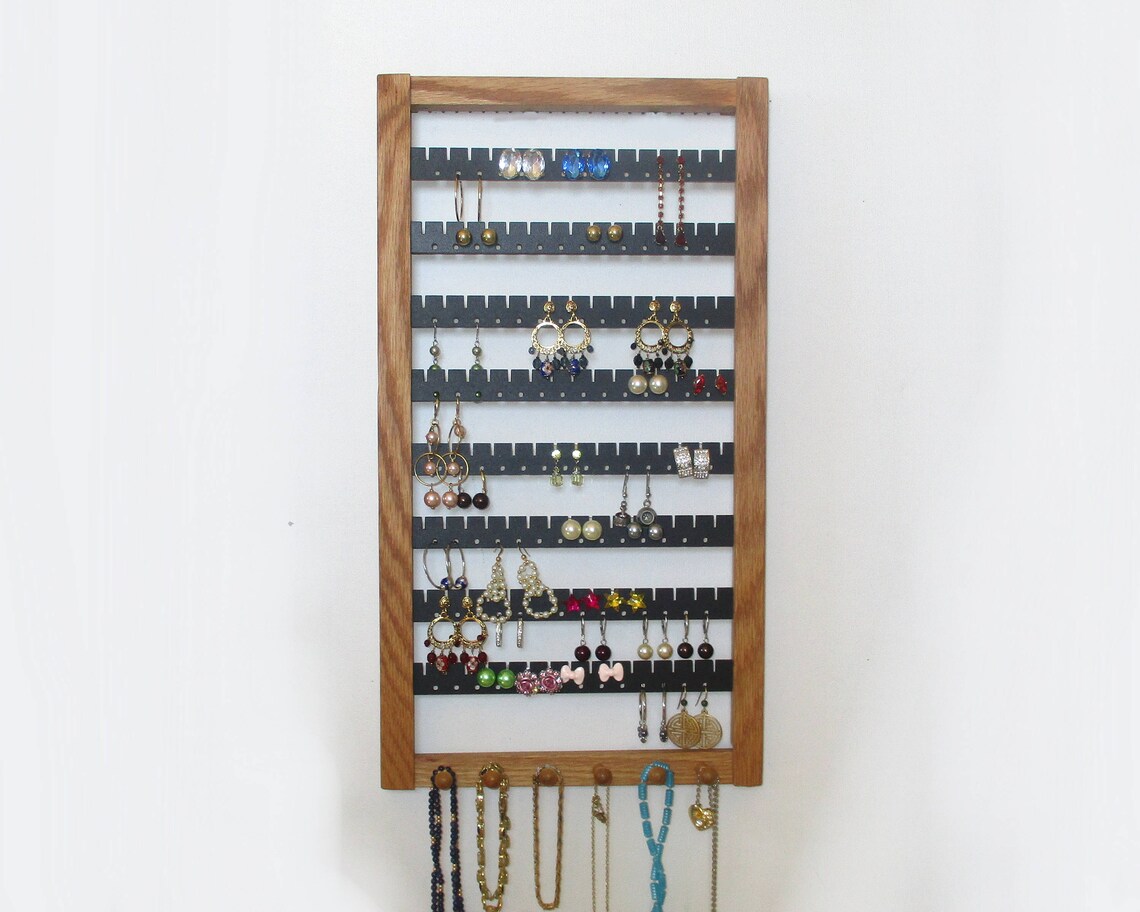 Wooden Earring Rack Jewelry Display Oak Earring Holder Etsy