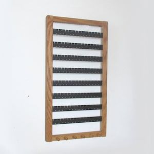 Wooden earring rack, Earring Holder - Jewelry Necklace Organizer , Oak, Wall Mounted