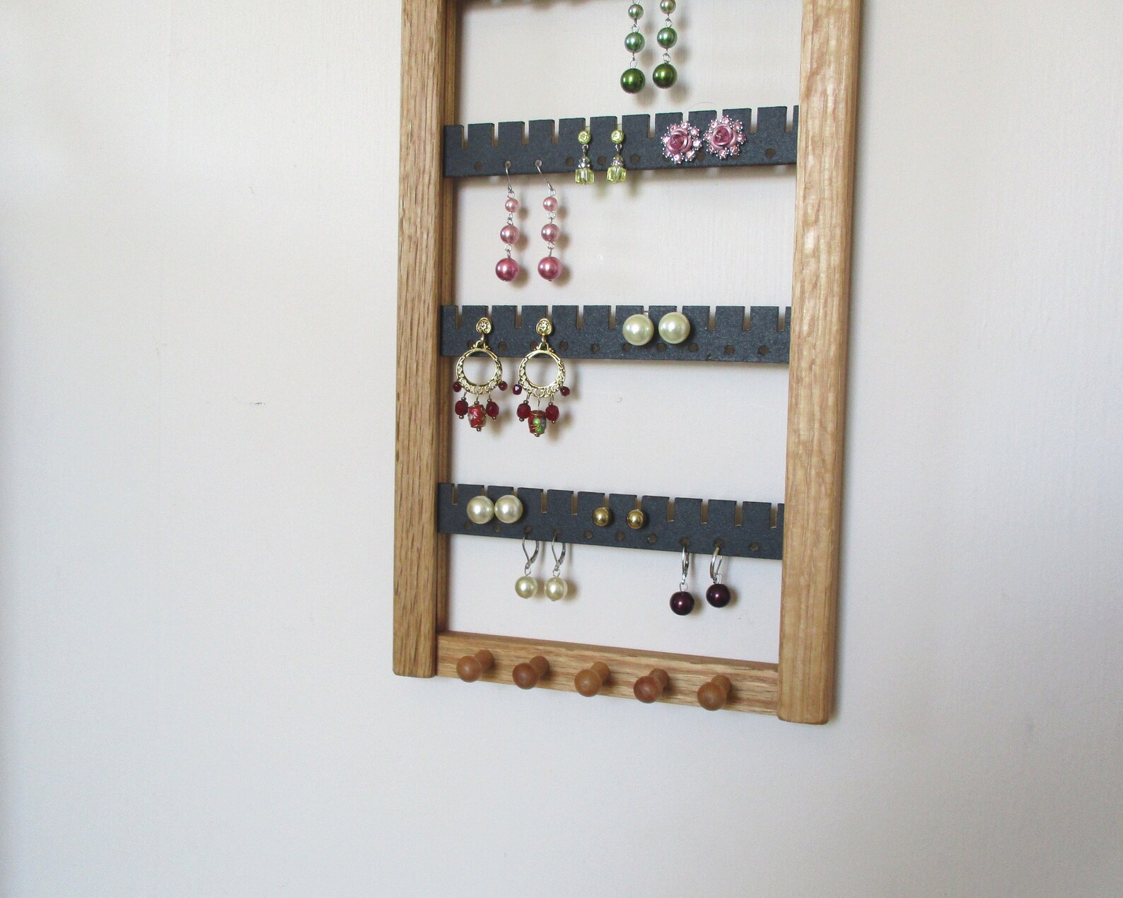 Wooden Earring Rack Oak Earring Holder 7 X 20 Etsy