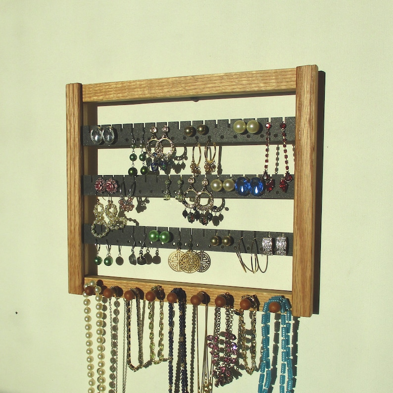 Wooden Earring Wall Rack Earring Rack Oak Earring Holder Etsy