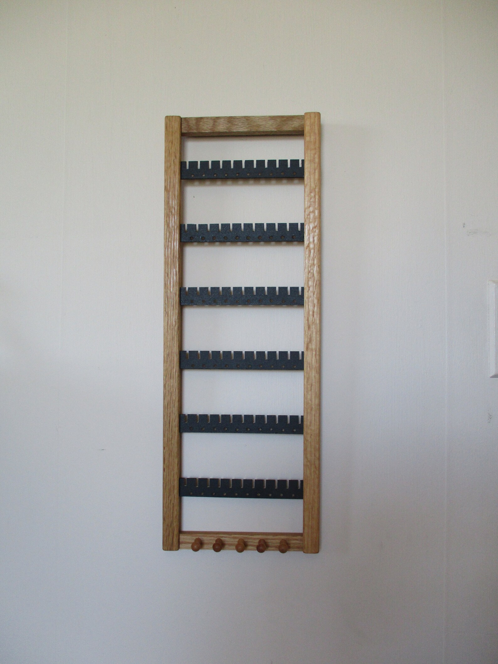 Wooden Earring Rack Oak Earring Holder 7 X 20 Etsy