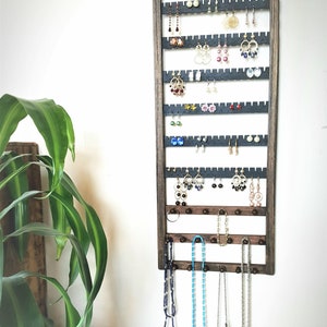 The Best Handmade Oak Earring Holder, Wall Mounted Jewelry Organizer, Necklace Bracelet and Ring Display