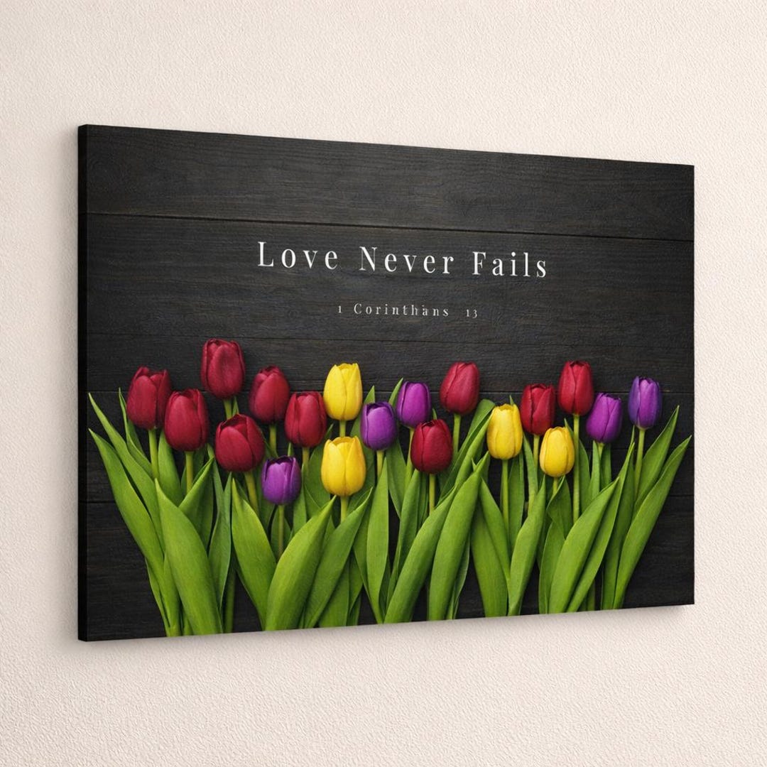 Love Never Fails Wall Art | Christian Bible Verse Print | 1 Corinthians ...