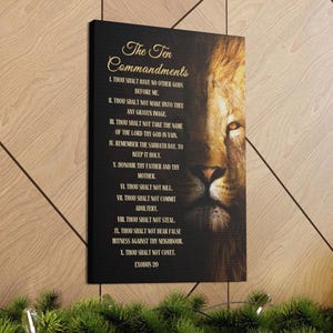 Christian Canvas Wall Art – Ten Commandments Bible Verse Decor – Religious Home Decor – Faith Wall Art – Christian Gift for Family