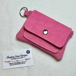 Mini billetera de mujer, billetera pequeña de tela de lona rosa, monedero en efectivo, bolsa con cremallera, bolsa para tarjetas de crédito, billetera llavero, regalo asequible
