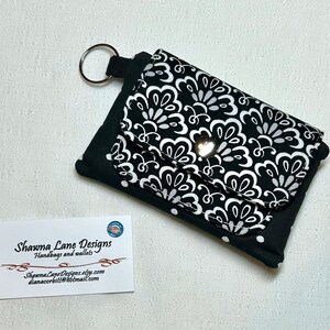 Mini billetera de mujer, billetera pequeña, billetera de lona negra, monedero en efectivo, bolsa con cremallera, bolsa para tarjetas de crédito, billetera llavero, regalo asequible