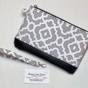 Cartera de pulsera, cartera para teléfono móvil, cartera de lona gris y negra, bolso pequeño, tarjetero, billetera con cremallera y correa, regalos prácticos