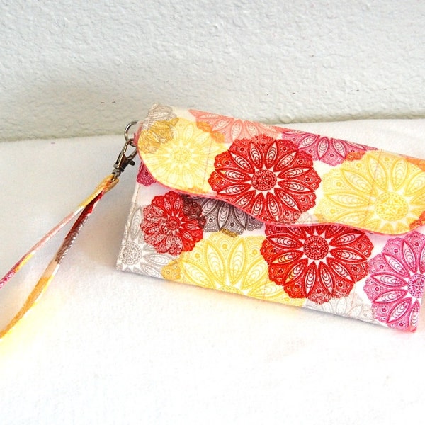 womens wristlet wallet, ON SALE ready to ship wallet, handmade womens wallet, cell phone wallet, trifold wallet, ladies wristlet wallet