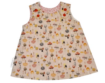 Baby Dress - Newborn to 3 months - Mushroom Print