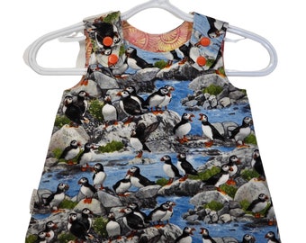 Baby Dress - Newborn to 3 months - Puffins