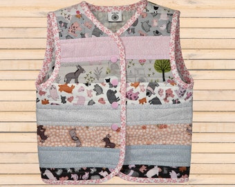 Size 2 - Handmade Quilted Toddler / Child Vest - Fully Lined - 100% Cotton - "on the farm" theme - complete and ready to ship - OOAK