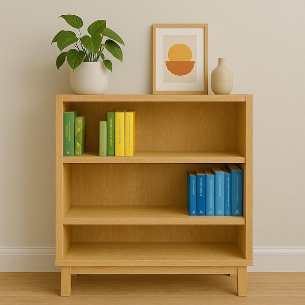 Modern 3-Shelf Bookcase PDF Plan: Minimalist DIY Wooden Bookshelf (Digital Download)