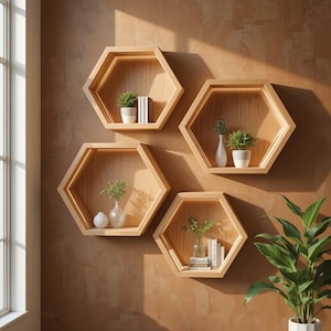DIY Hexagon Wood Floating Shelves: Woodworking Plan