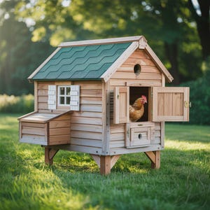 Plan de construction de poulailler en bois bricolage | Plan numérique pour un charmant poulailler dans votre jardin