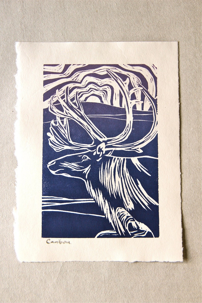 Reindeer Woodcut