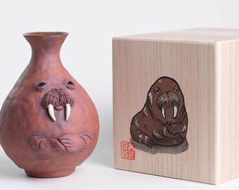 Handmade Unique Artisan Pottery Cup - Walrus Ceramic Sake Bottle 2